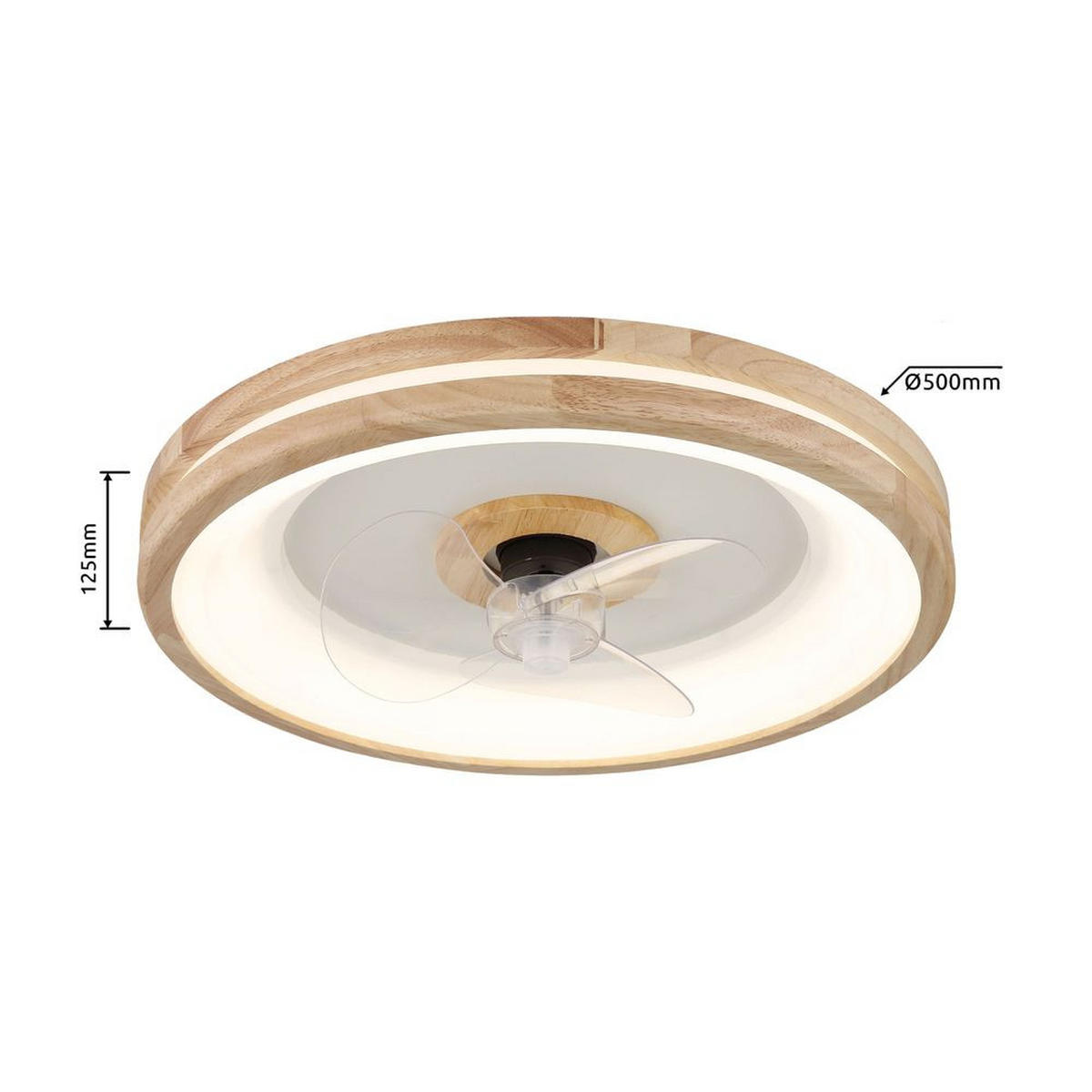 LED DECKENLEUCHTE Ventilator Braun Holzoptik - Braun, Holz (50/50/12.5cm) - Globo Lighting