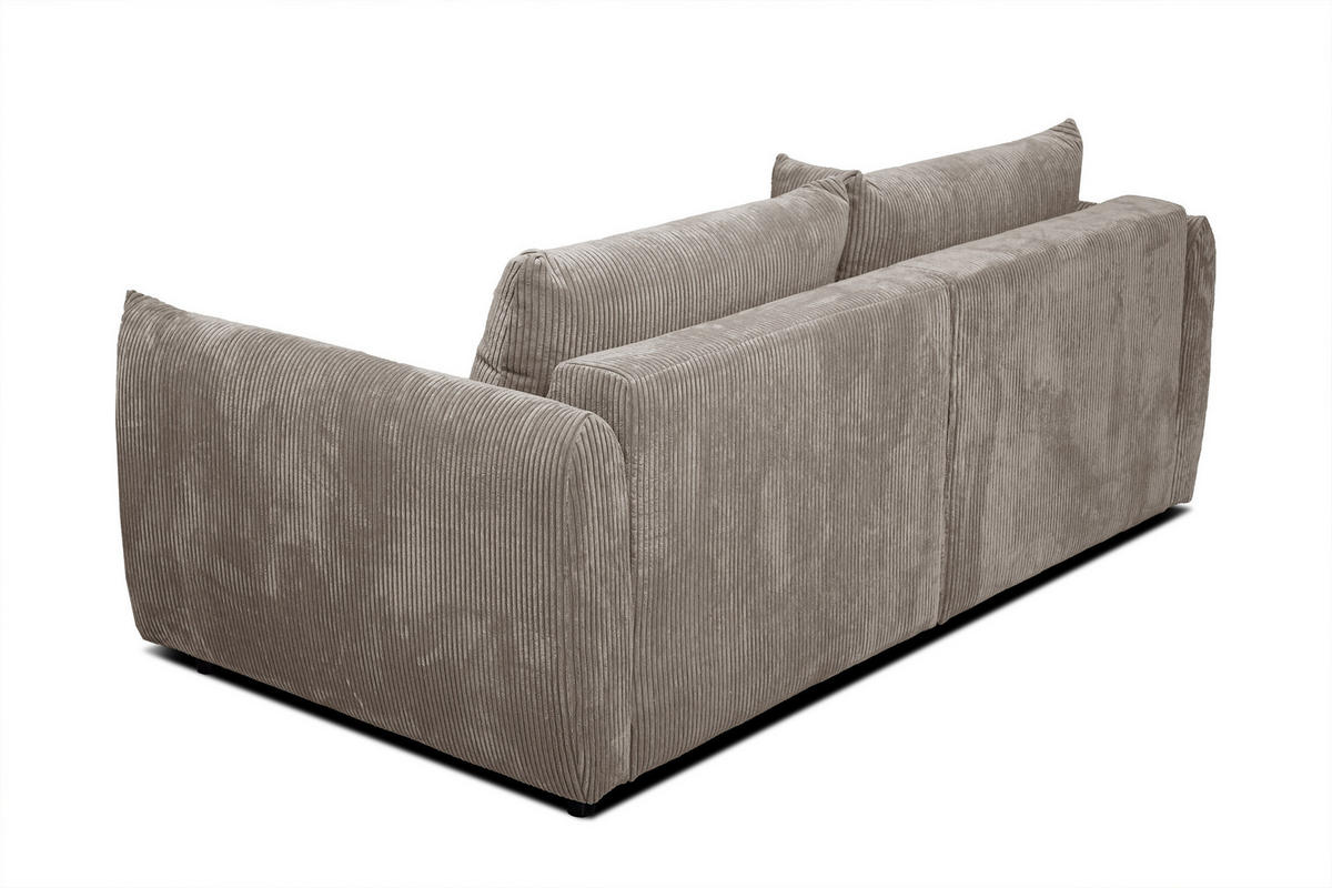SOFA TAUER 3-Sitzer, taupe - Taupe/Schwarz, Holzwerkstoff/Kunststoff (112/84/206cm) - Courtois Laville
