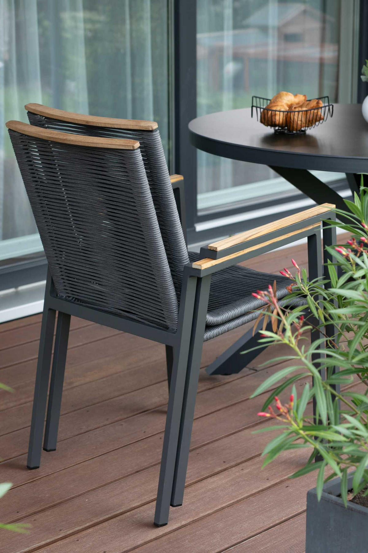 GARTENMÖBELSET Diningsessel Alicante mit Tisch Malaga 120 cm - Grau, Metall - Mr. Deko