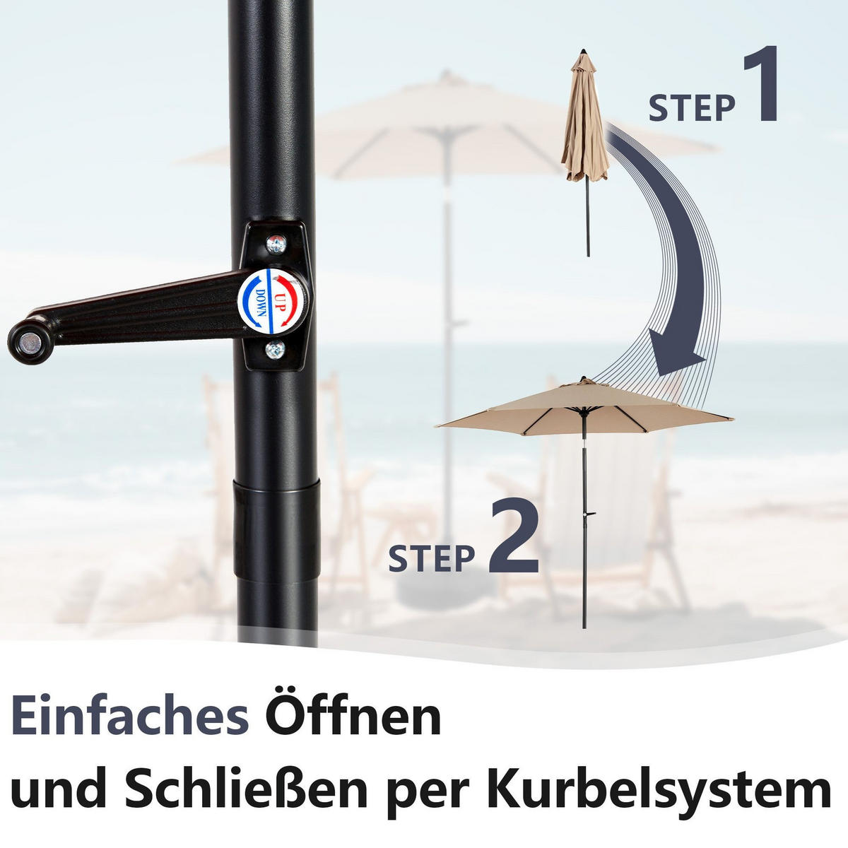 SONNENSCHIRM 264x264cm,Aluminium,Sonnenschutz,Khaki - Braun, Metall (264/264cm) - LVHOM