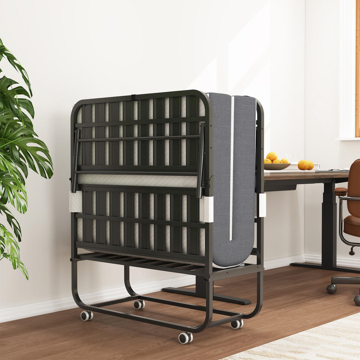 GÄSTEBETT klappbar 90x190 cm Metall Schwarz mit Memory-Foam-Matratze - Schwarz, Metall (90/190cm) - Meubliv