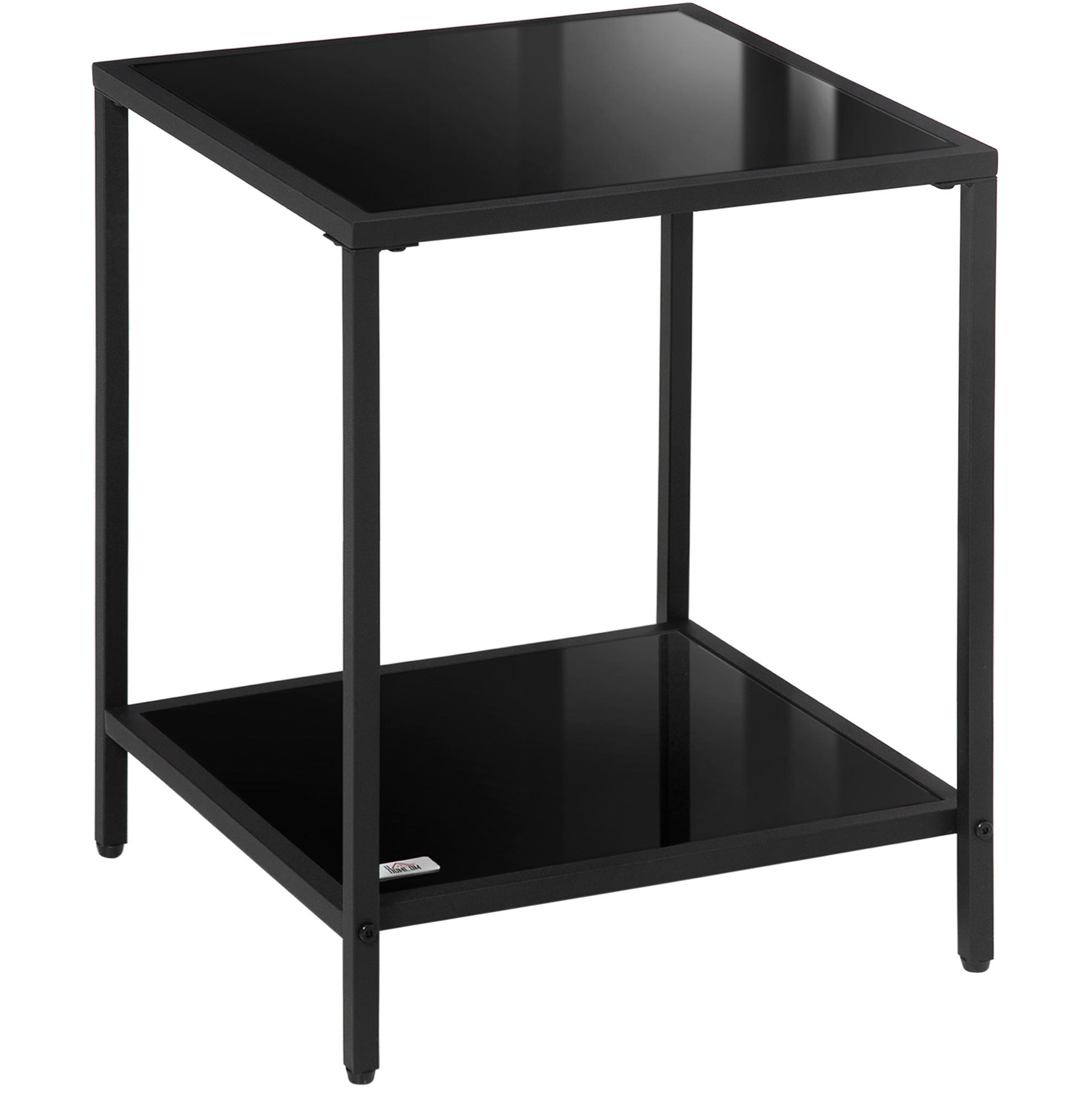 BEISTELLTISCH 40/40/50 cm Schwarz mit 2 Ebenen aus Sicherheitsglas - Schwarz, Glas (40/40/50cm) - OKWISH