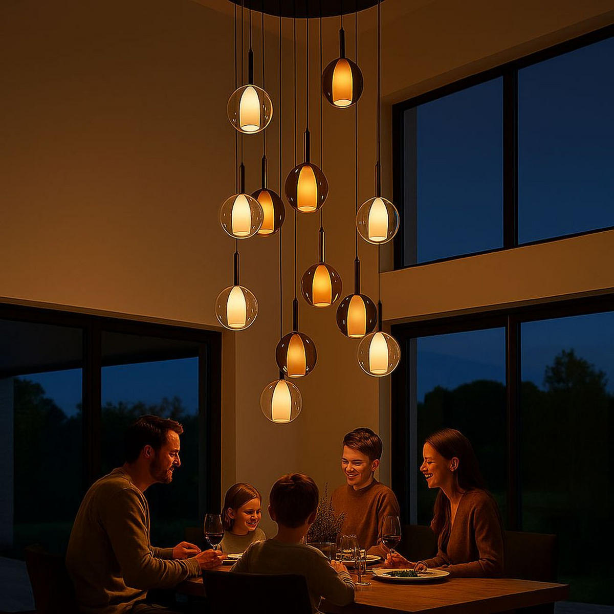 GALERIELEUCHTE Belluna 12-flammig Braun Ø 14cm - Braun, Glas (14/14/35cm) - s.luce