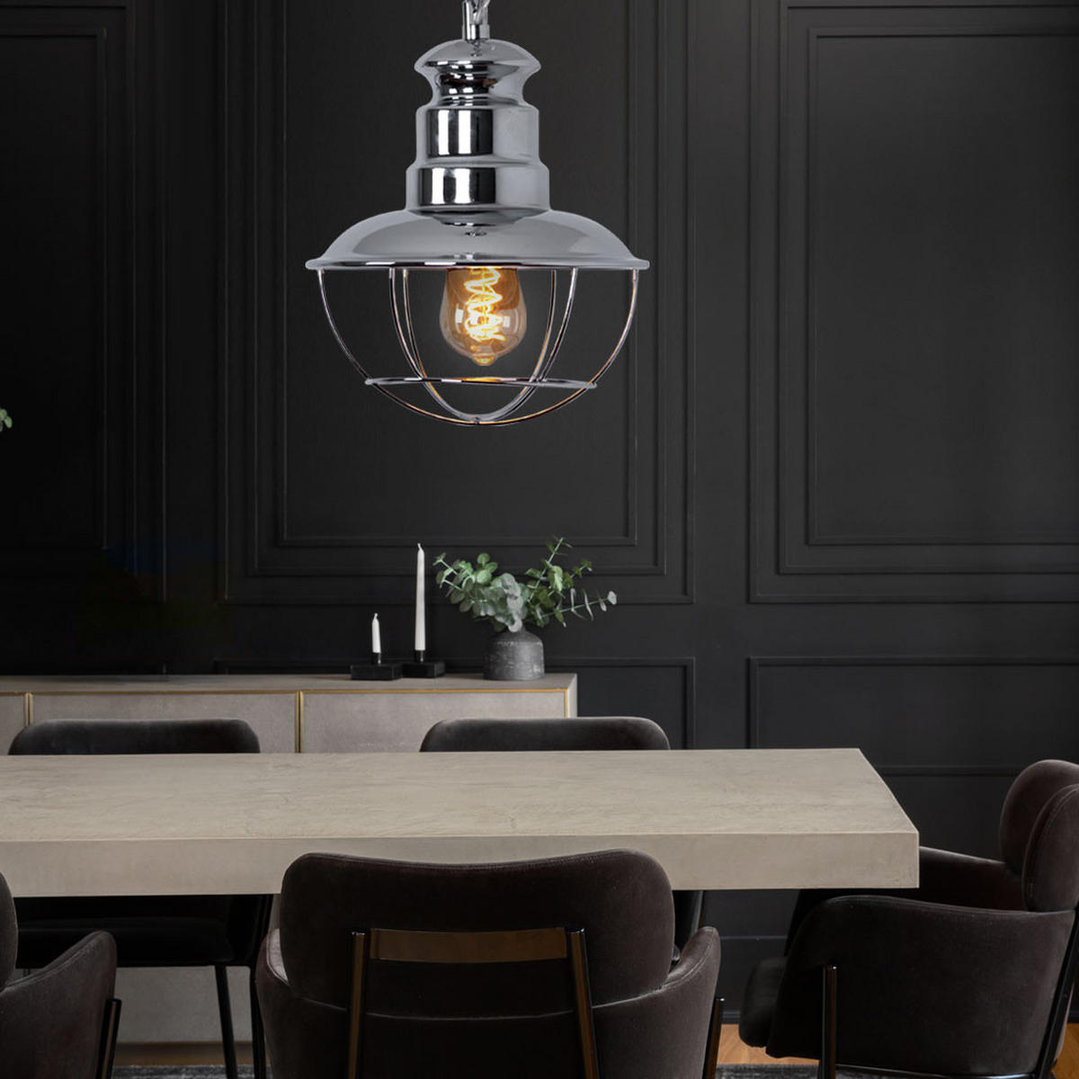 PENDELLEUCHTE Metall Chrom Silber - Silberfarben, Metall (25.5/25.5/95cm) - Brilliant