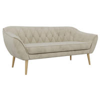 TŘÍMÍSTNÁ POHOVKA PIRS 3 - Béžová Samet - Dřevěné nohy - barva buku/béžová, kompozitní dřevo/textil (180/75/74cm) - MKS