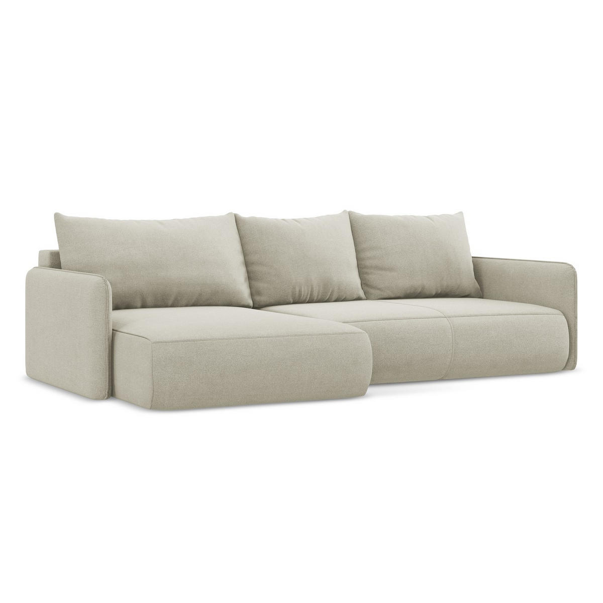 ECKSOFA mit Schlaffunktion Strukturstoff Stoff Beige - Beige/Creme, Kunststoff/Textil (148/240cm) - LaMiaSofa