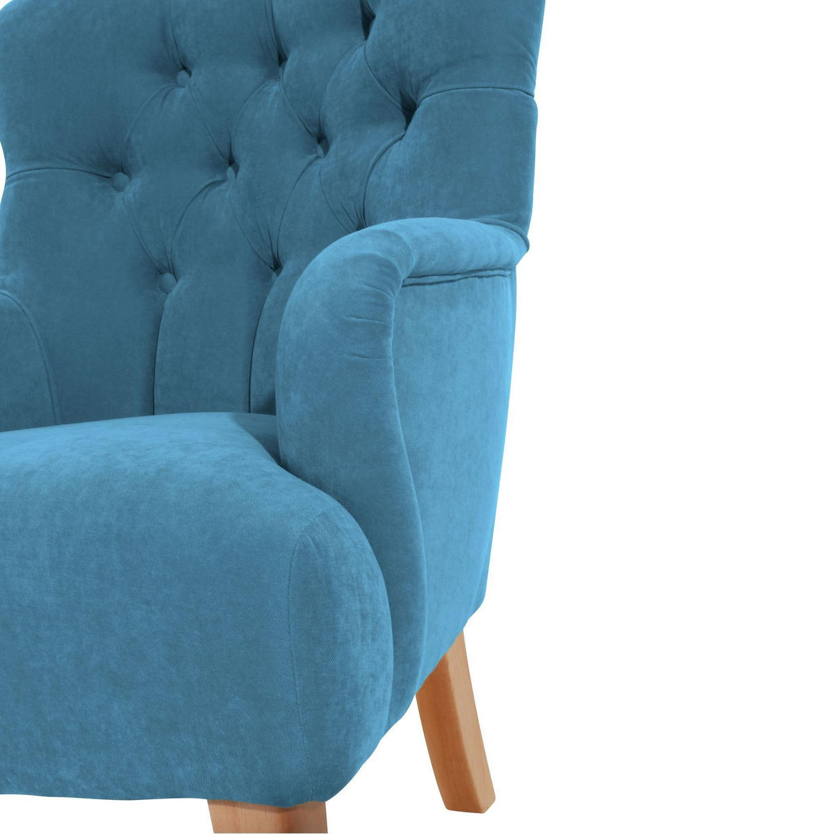 SESSEL Kaiya Bezug Veloursstoff Buche natur / petrol - Blau, Kunststoff (71/97/82cm) - 58aufmkessel