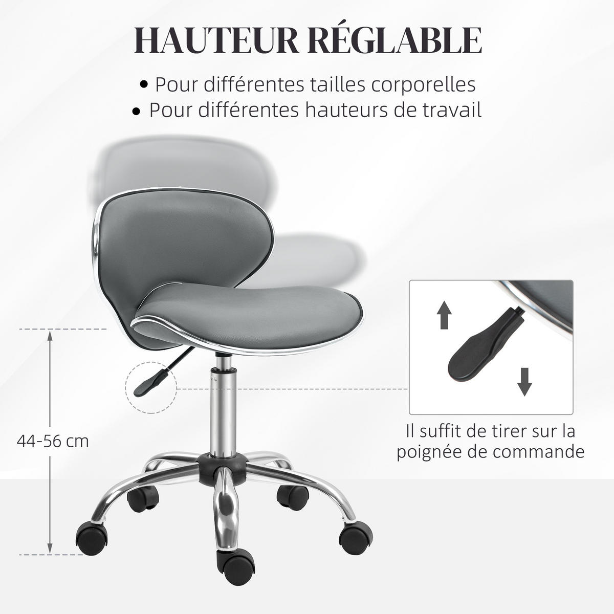 BÜROHOCKER DE-18036 höhenverstellbar 44-56 cm, Sattelform Grau - Grau, Metall (48/74/44cm) - ComfortXL