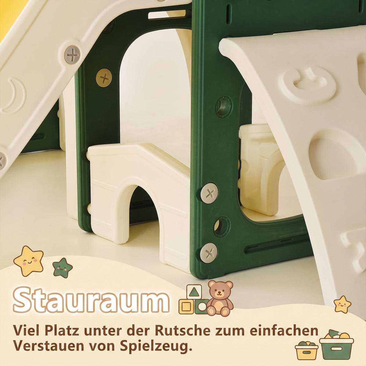 KINDERRUTSCHE 7 in 1 Indoor und Outdoor Babyrutsche mit schieber, Gelb - Gelb, Kunststoff (166/96/203cm) - GENKI LIVING