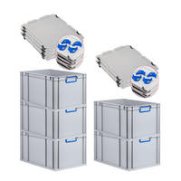 EUROBOX 5x Nextgen Color Mit Auflagedeckel 32x40x60cm Griffe Blau Geschlossen - Blau, Kunststoff (40/32/60cm) - PROREGAL
