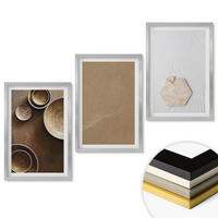 WANDBILDER 3er Set - 40x60 cm Silberner Rahmen - Minimalistische Texturen und Farben - Silberfarben, Kunststoff (40/60cm) - ArtPrintCave
