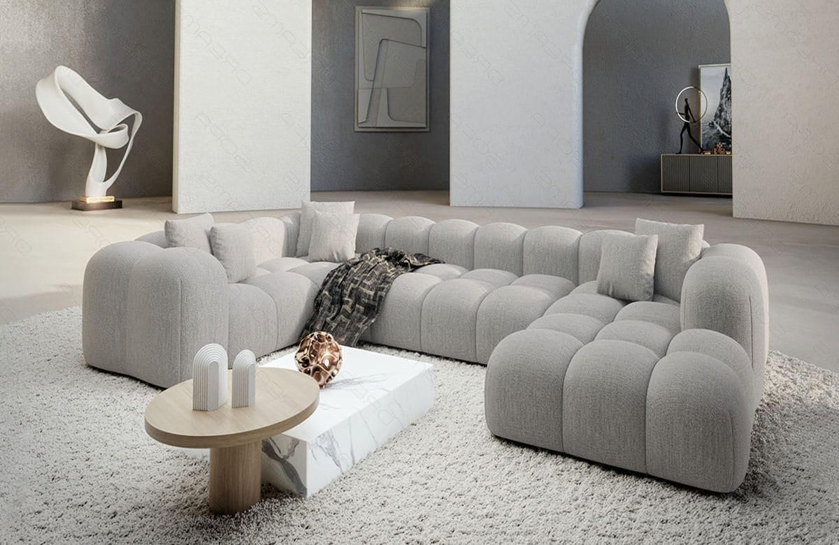 WOHNLANDSCHAFT Cloud Hellgrau Strukturstoff - Hellgrau, Kunststoff (314/72/184cm)