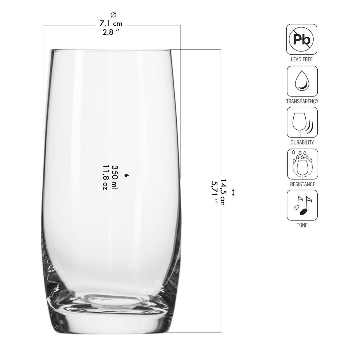 LONGDRINKGLÄSER, 6er-Set, 350 ml - Transparent, Glas (0.41L) - Krosno Glass