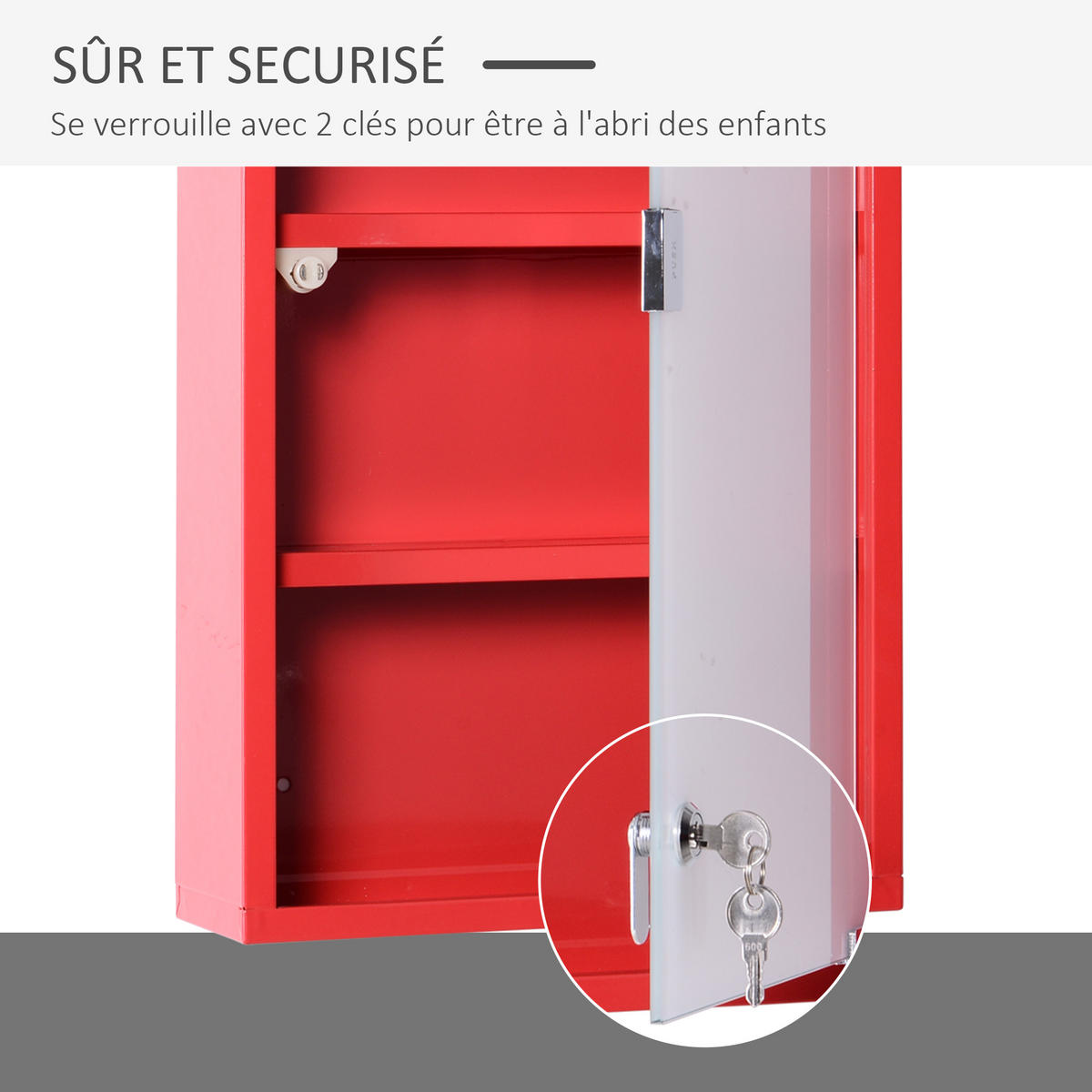 MEDIZINSCHRANK Rot 30/12/60 cm - Rot, Metall (30/60/12cm) - PANGIVO