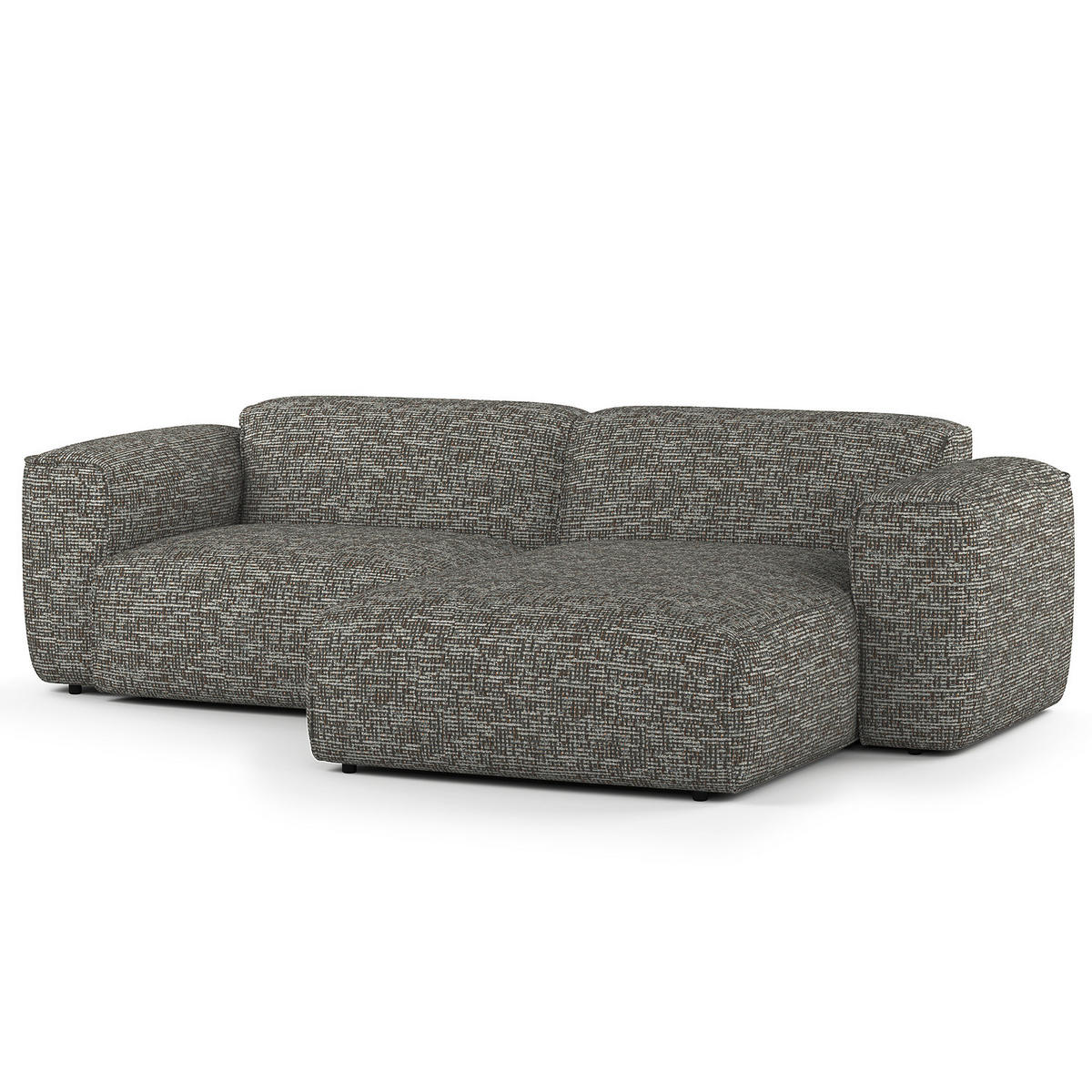 1,5-SITZER ECKSOFA mit Longchair - Schwarz/Grau, Kunststoff/Textil (260/173cm) - home24