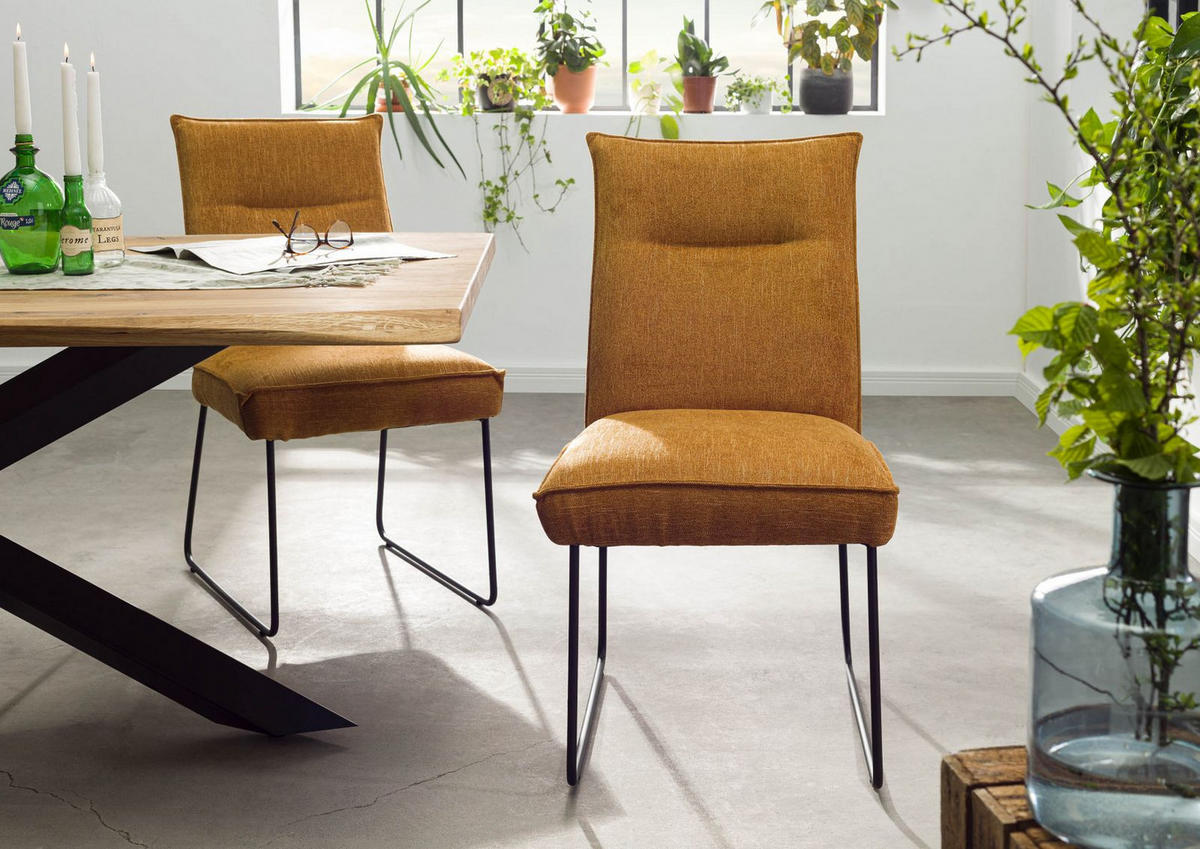 STUHL 100% Polyester 51 x 61 x 92 cm hellbraun SEATTLE #110 - Braun, Kunststoff (51/92/61cm) - Massivmoebel24