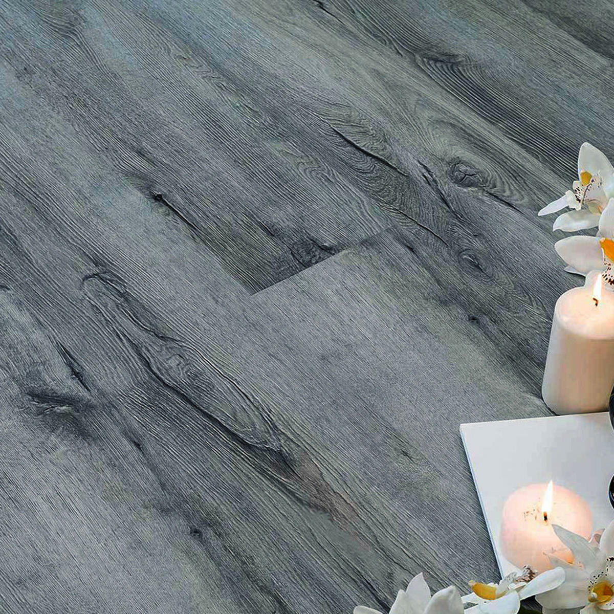 VINYLBODEN 5m²/36-TLG. selbstklebend PVC - Dunkelgrau, Kunststoff (0.2/91.5/15.2cm) - Livingandhome