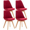 STUHL 4er Set Samt rot - Eukalyptusholzfarben/Rot, Holz/Textil (49/83/50cm) - CLP