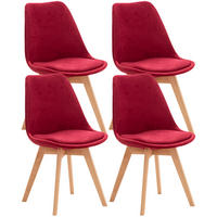 STUHL 4er Set Samt rot - Eukalyptusholzfarben/Rot, Holz/Textil (49/83/50cm) - CLP