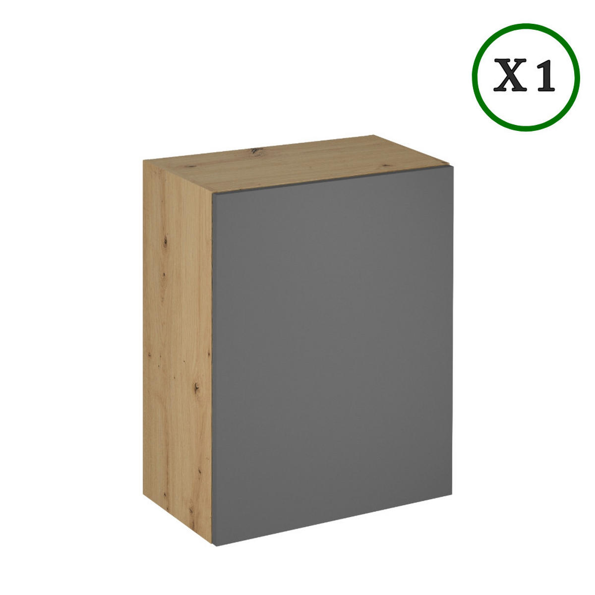 KÜCHENZEILE 240 cm - Langen K25-M240 - in Artisan Eiche/Grau - Eiche Artisan/Grau, Holz/Metall (240/210/47cm)