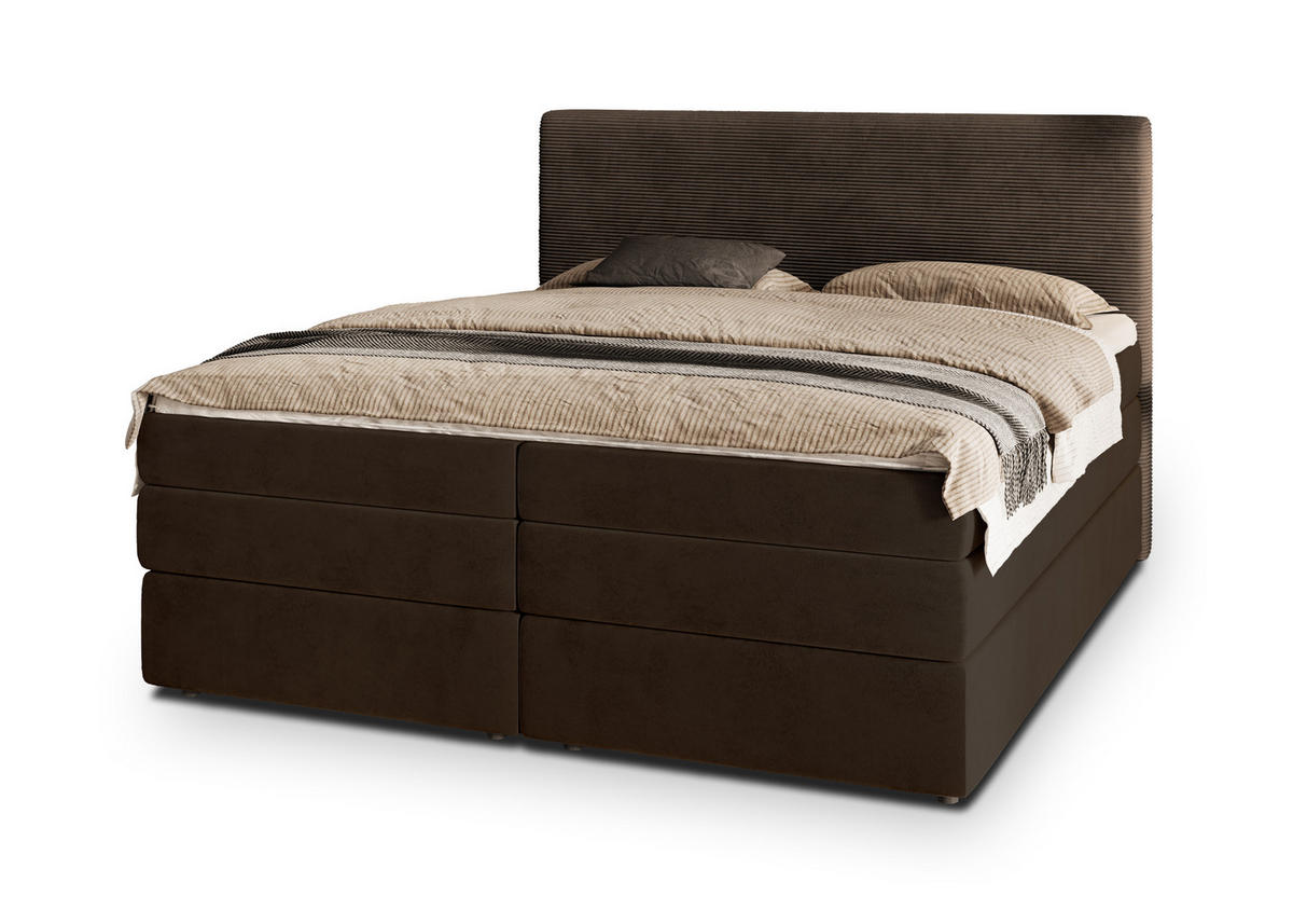 POSTEL BOXSPRING MATERN 180x200 cm, s matrací a úložným prostorem, hnědá - hnědá, kompozitní dřevo/textil (180/200cm) - MASSENO