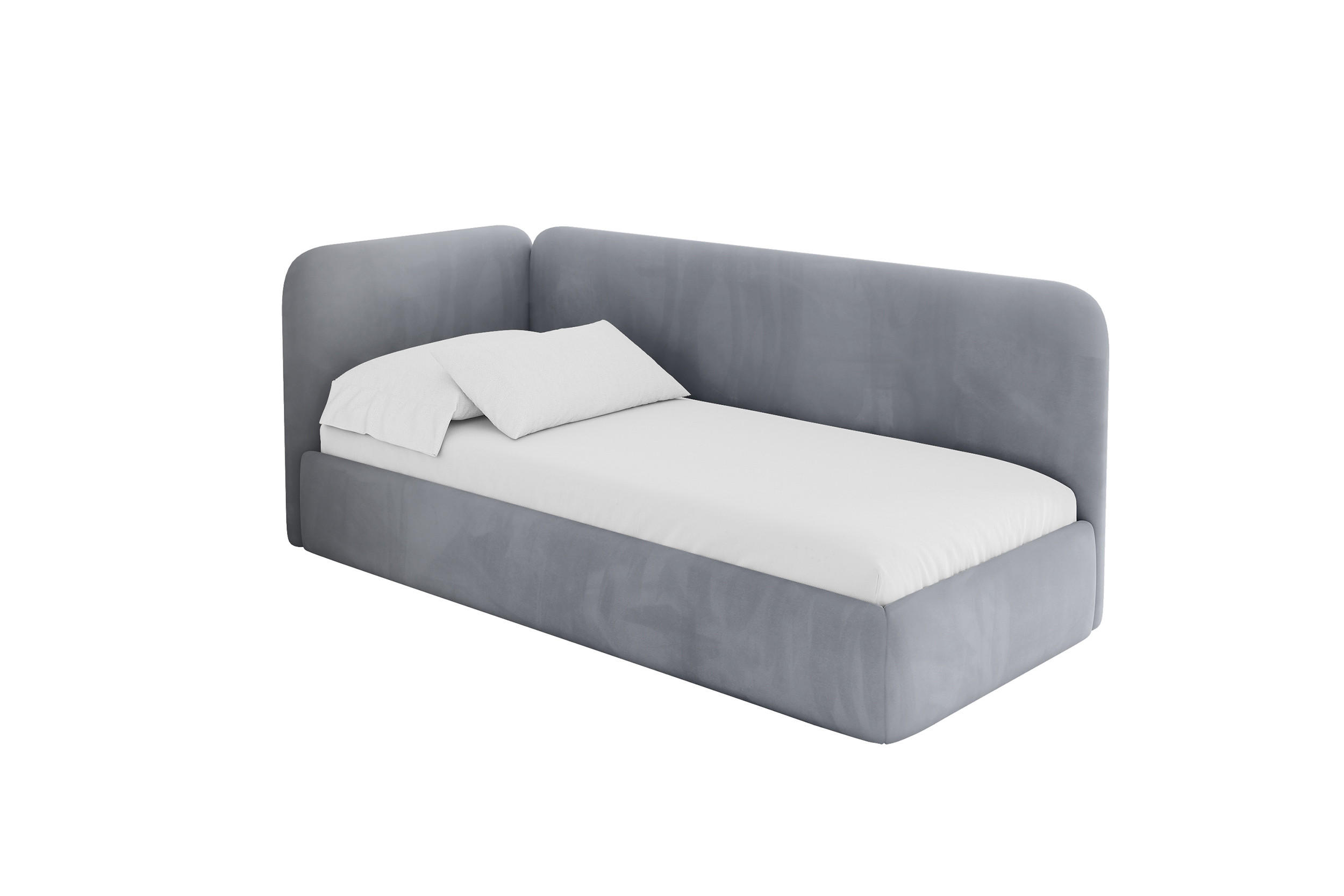 EINZELLBETT Jugendbett mit Bettkasten und Matratze H3/H4, Rechts - ELSY 80x200 Grau - Blaugrau, Holzwerkstoff/Textil (80/200cm) - ALTDECOR