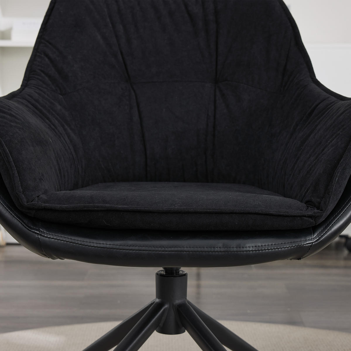 STUHL Kunstleder mit 360°-Drehfunktion, DE-42311, Schwarz - Schwarz, Metall (66/80/67.5cm) - ComfortXL