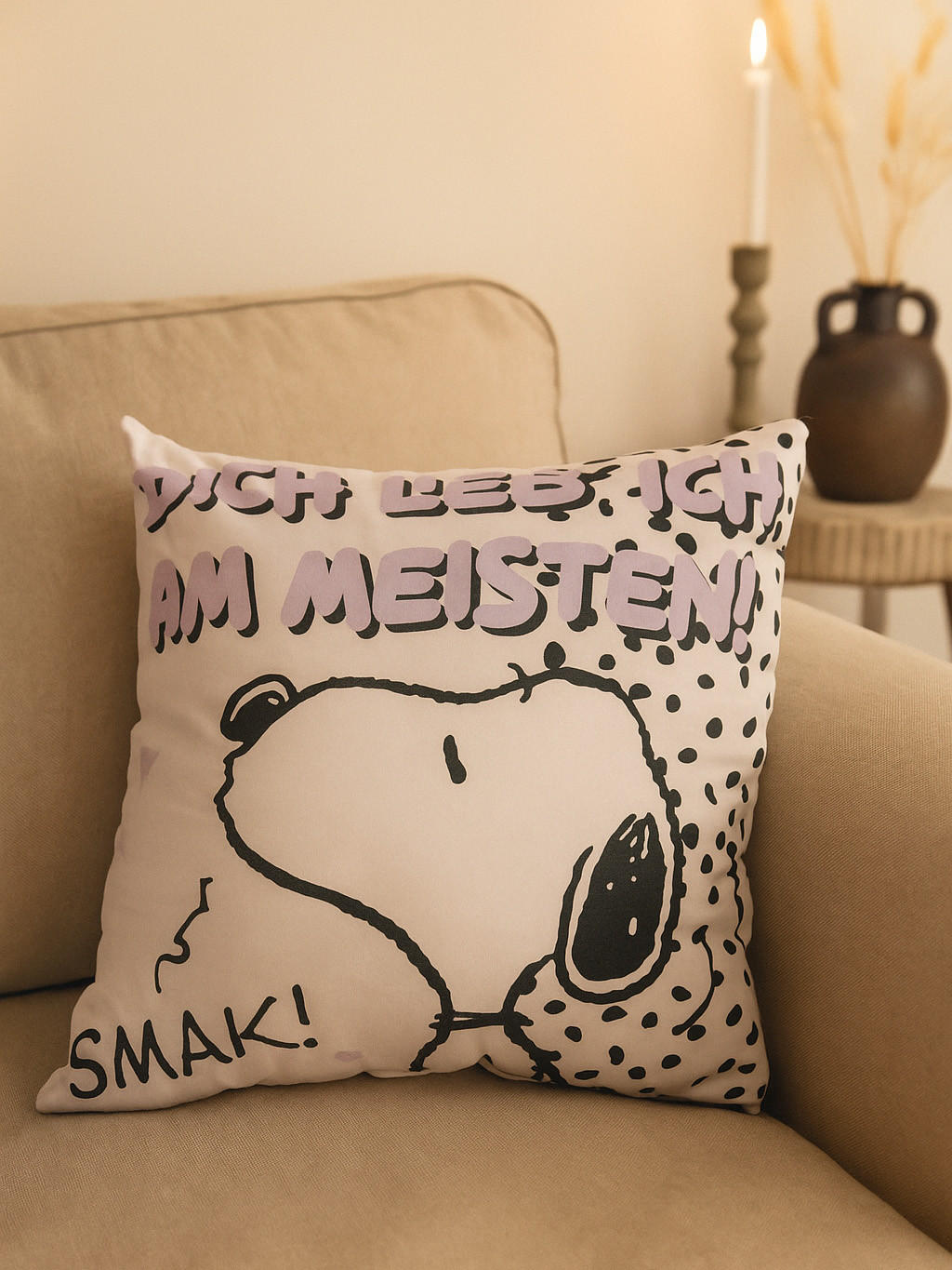 ZIERKISSEN The Peanuts Snoopy Dich lieb ich am meisten Weiß 40 x 40 cm - Weiß, Textil (40/40/10cm) - United Labels