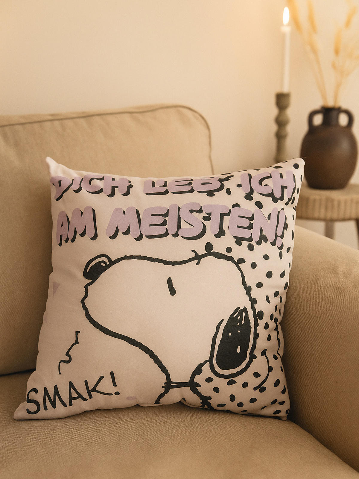 ZIERKISSEN The Peanuts Snoopy Dich lieb ich am meisten Weiß 40 x 40 cm - Weiß, Textil (40/40/10cm) - United Labels