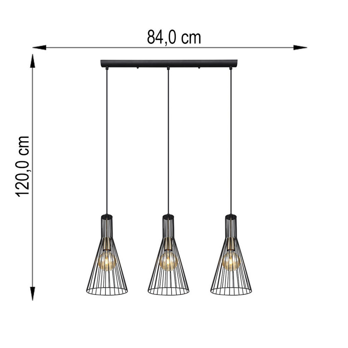 LED HÄNGELEUCHTE Metall Matt Schwarz - Schwarz, Metall (84/20/120cm) - Globo Lighting