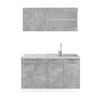 SINGLEKÜCHE R-Line Beton 140 cm, AP Marmor - Schieferfarben/Weiß, Holzwerkstoff (140/81.6/60cm) - Vicco