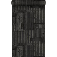 TAPETE industrielle Wellplatten aus Metall 3D 53 cm x 10.05 m - Schwarz, Papier (53/1000cm) - Origin Wallcoverings