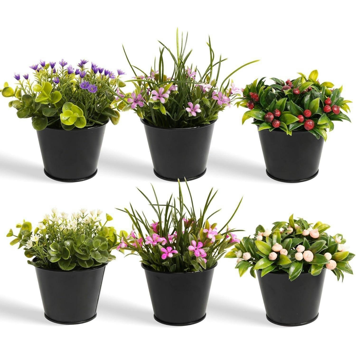 KUNSTPFLANZE 6-teiliges Set 16 cm - Multicolor, Kunststoff (7cm)