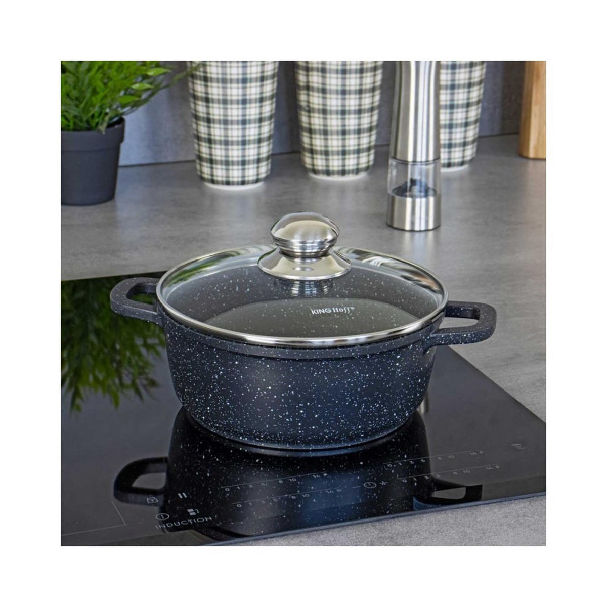 TOPF Schwarz 26/26/12 cm KH1596 - Schwarz, Metall (26cm) - Kinghoff 