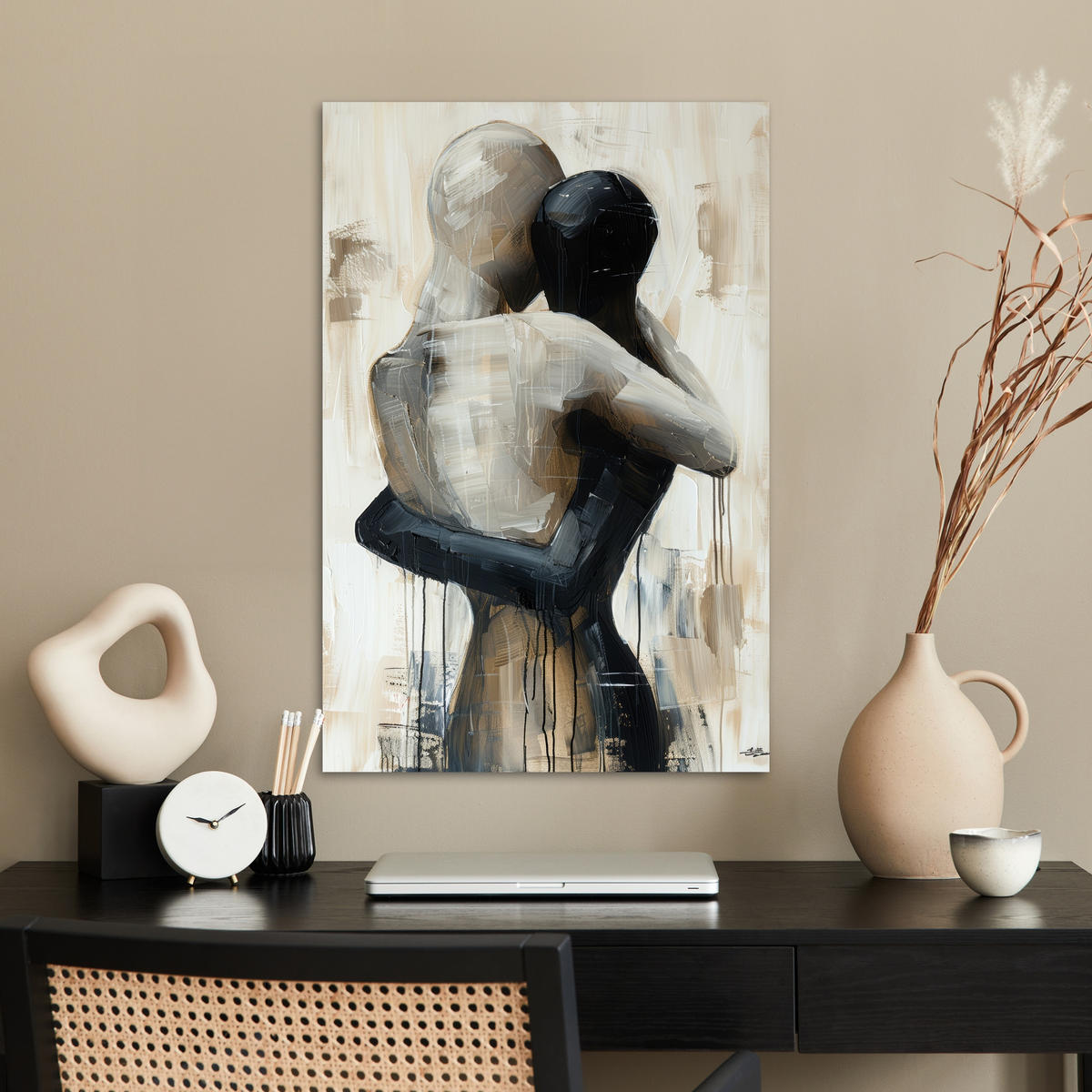 POSTER Abstrakt - Liebe - Schwarz und weiß - Modern 40x60 cm - Schwarz, Papier (40/60/0.1cm) - MuchoWow