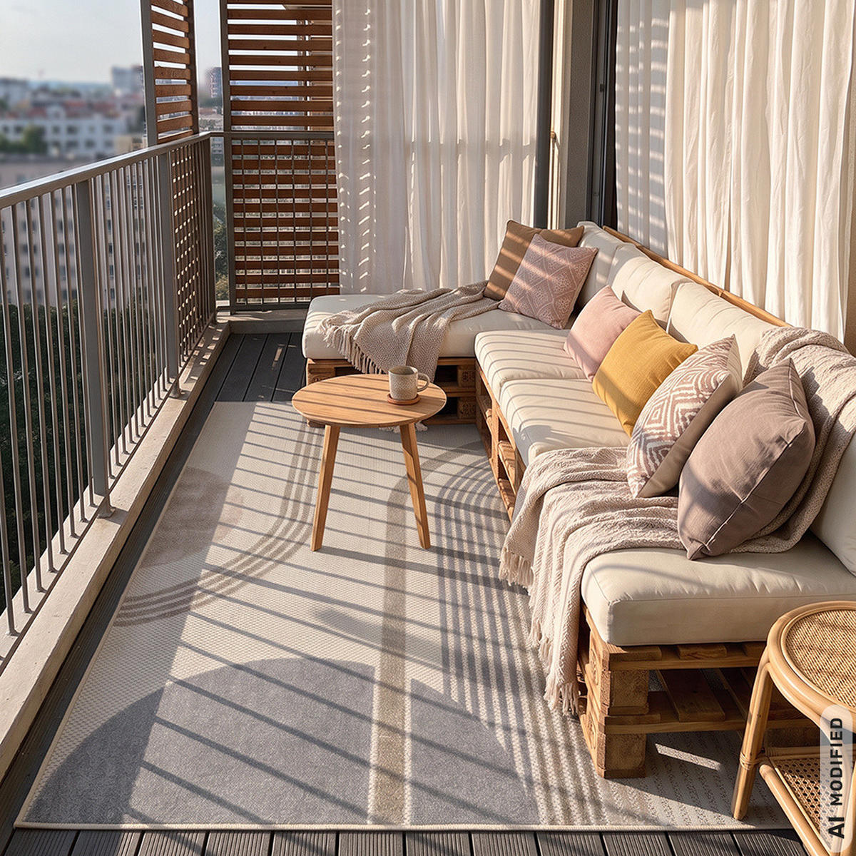 TEPPICH In-& Outdoor Fano Mattina Mazovia 120x170cm Braun Creme Geometrisch Kurzflor - Creme, Textil (120/170cm) - Mazovia