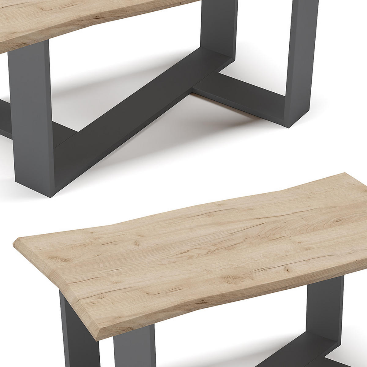 COUCHTISCH Arne Goldkraft Eiche 90 x 50 cm - Anthrazit/Eiche Wotan, Holzwerkstoff (50/90/42.3cm) - Vicco