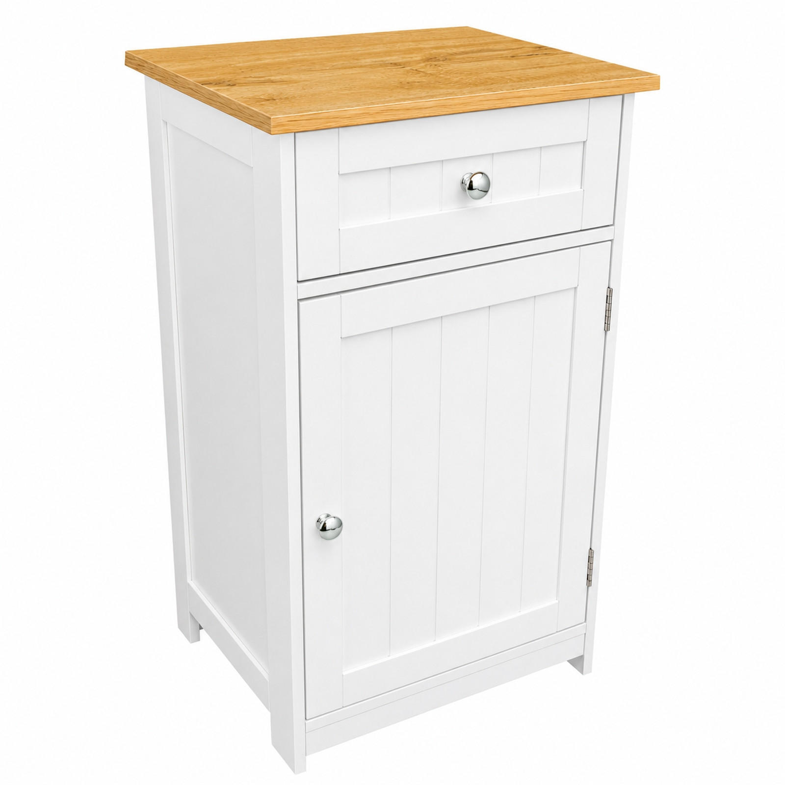 BADZIMMERSCHRANK Weiß Eiche 42 x 34 x 76 cm mit Schublade und Tür - Eichefarben/Weiß, Holzwerkstoff (42/76/34cm) - Begryf
