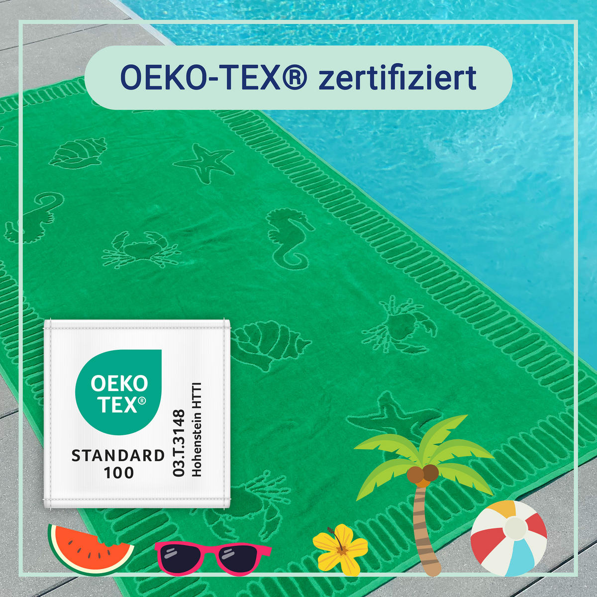 STRANDTUCH, 100x200 cm, 100% Baumwolle, Grün - Grün, Textil (100/200cm) - Zollner