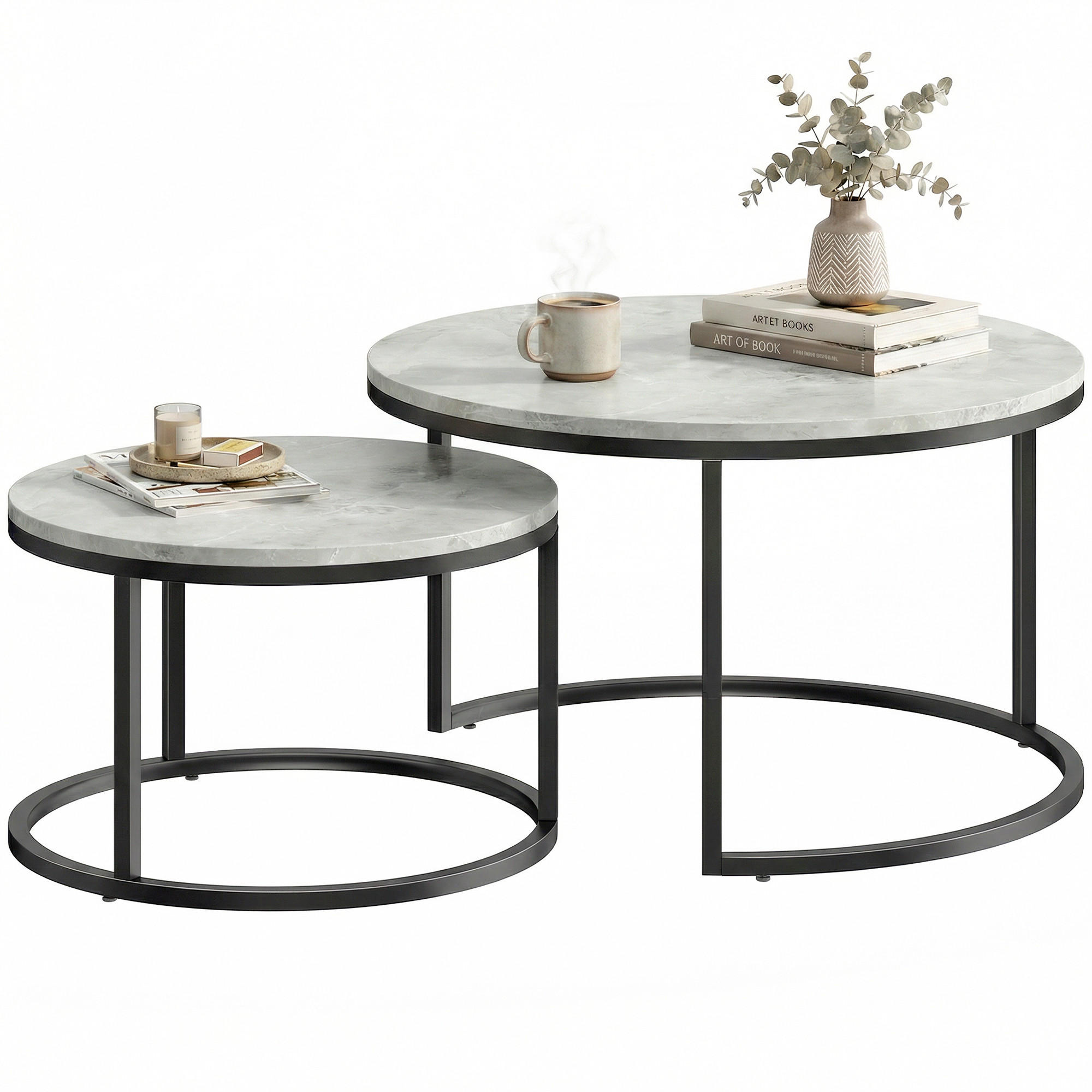 BEISTELLTISCH Grau 2 Stück - Grau, Metall (78.5/78.5/46.5cm) - GiPP