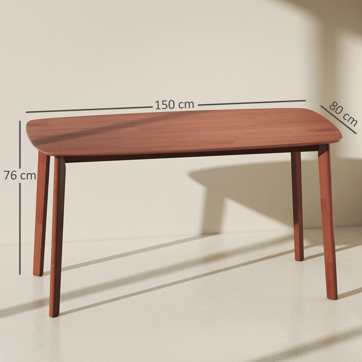ESSTISCH 150 x 80 cm Küchentisch für 6 Personen im Landhaus-Stil Hellbraun - Hellbraun, Holz (150/80/76cm) - HOMCOM