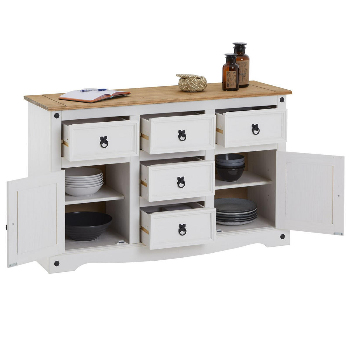 SIDEBOARD CAMPO - Weiß/Braun, Holz (125/76/40cm) - CARO-Möbel