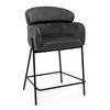 BARHOCKER BOLZANO gepolsterter mit Steppung - grau - Samt Velour - Schwarz/Grau, Textil/Metall (60/99/55cm) - NEW HOME