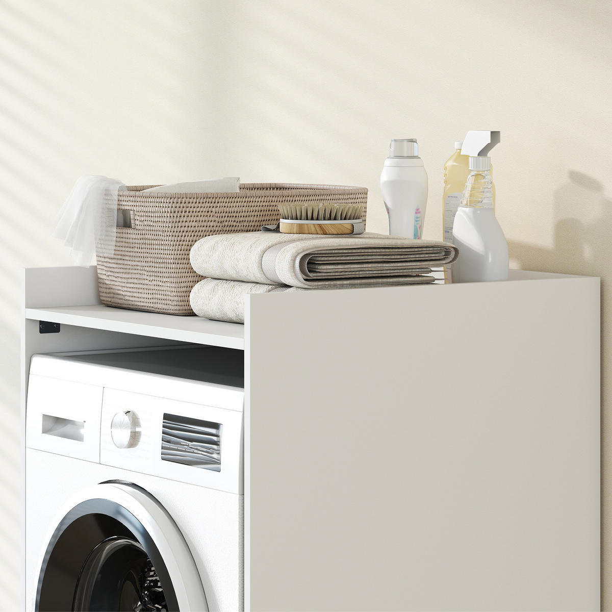 BADEZIMMERSCHRANK Nischenschrank mit offen Regal Badschrank Weiß 64x60x97,5 cm - Weiß, Holzwerkstoff (60/97.5/64cm) - HOMCOM