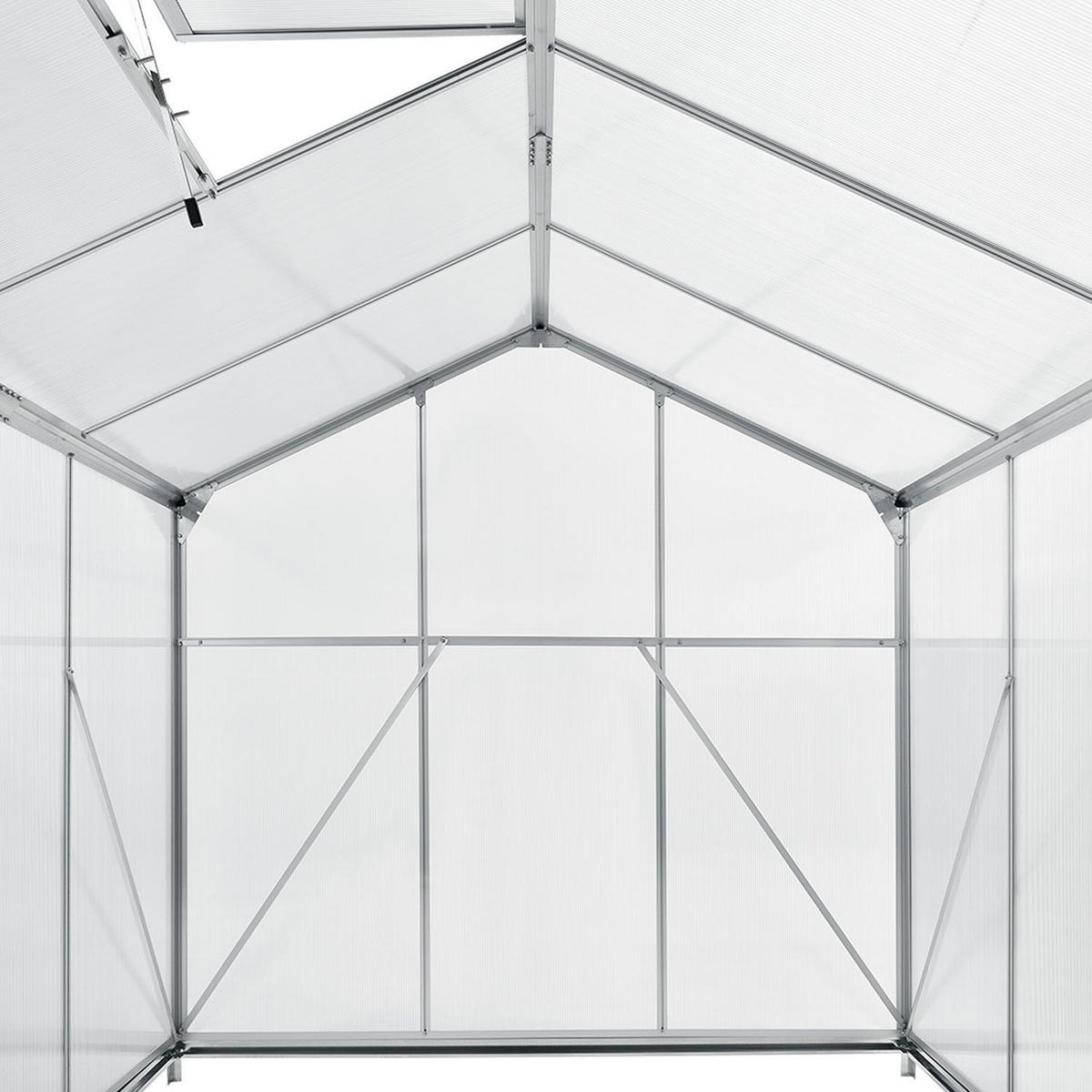 GEWÄCHSHAUS GH250F1 Aluminium 4,75m² - Silberfarben, Metall (190/195/253cm) - Juskys