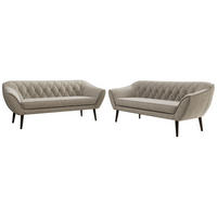 SEDACÍ SOUPRAVA PIRS 3+3 - Šedobéžová Strukturovaná látka - Černé nohy - černá/šedobéžová, kompozitní dřevo/textil (180/75/74cm) - MKS