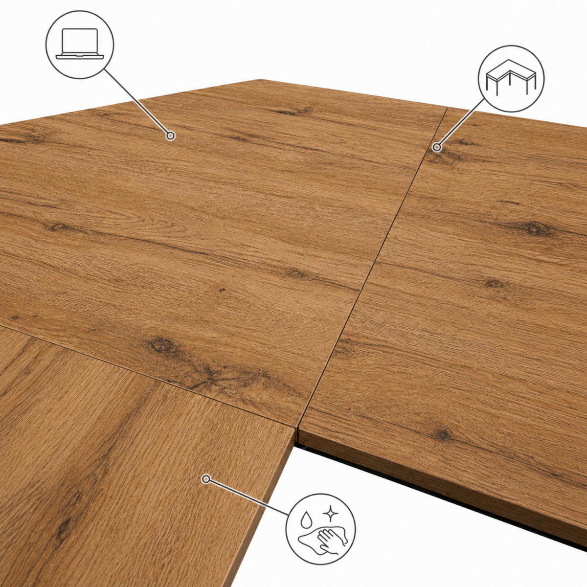 ECKSCHREIBTISCH MDF Metall Erle Dunkelbraun mit Schublade und Regalfächern 149x149x74.5 cm - Erlefarben, Holzwerkstoff/Metall (149/149/75cm) - Begryf