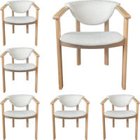 ESSZIMMERSTUHL KALLA 6er Set in Creme Bouclé, massives Buchenholz 58/60/74 cm - Hellbraun/Creme, Holz/Textil (58/72/47cm) - WFL GROUP