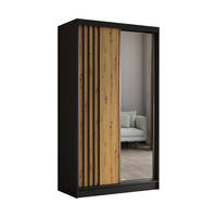 ŠATNÍ SKŘÍŇ S POSUVNÝMI DVEŘMI NELVIA, 120/216/61 cm 2dveřová se zrcadlem, černá - černá/dub artisan, kompozitní dřevo (120/216/61cm) - MASSENO