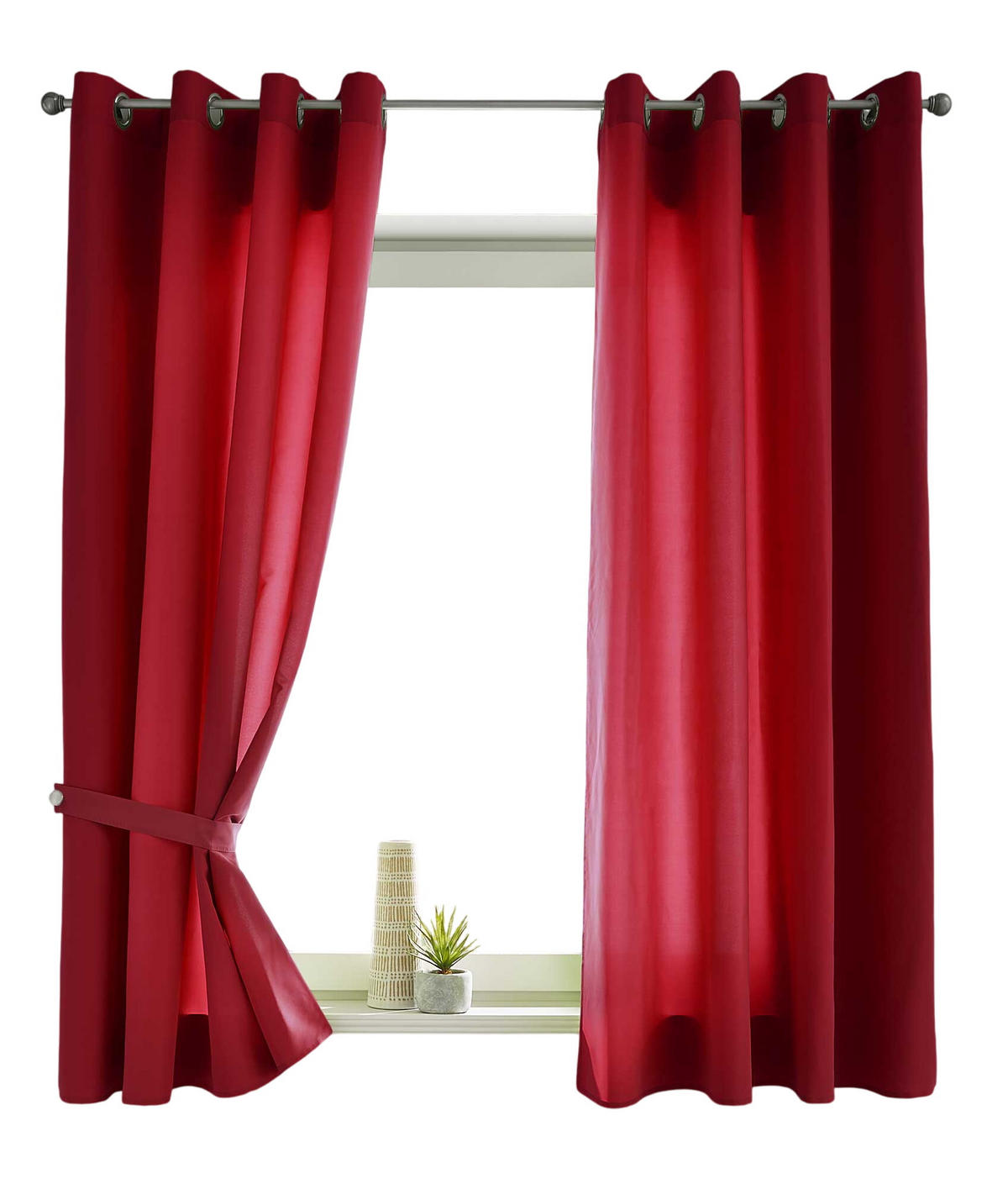 VORHANG 2ER SET BERLIN HxB 145x140cm Bordeaux - Bordeaux, Textil (140/145/145cm) - Gardinenbox